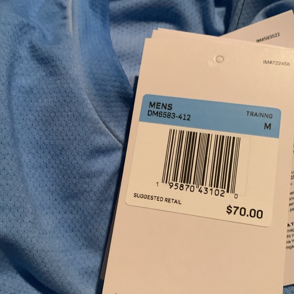 NIKE YOGA DRY FIT T-SHIRT BLUE MENS size medium Tall loose fit DM 6583-412 - Picture 3 of 9